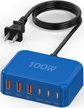 USB C Charger Block, 100W GaN 6 Port PD USB C QC USB A Wall Charger Adapter Plug Cube, Super Fast Type C Charging Station Hub for iPhone 17 16 15 14 Pro Max iPad Samsung Pixel