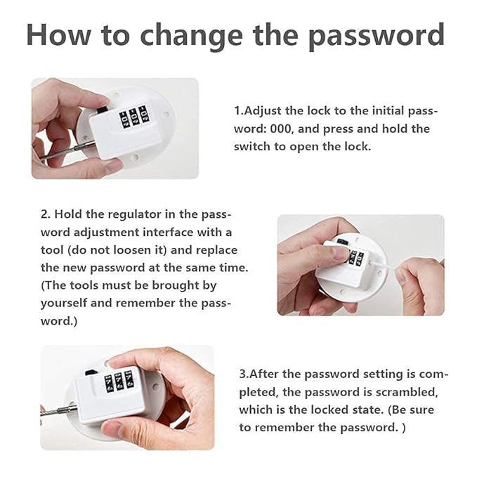 2 Packs Refrigerator Lock - Heavy Duty Combination Fridge Lock, Child/Baby Proofing Lock for Cabinets, Closets, Drawers, Window and More, Easy Install and Use (White)