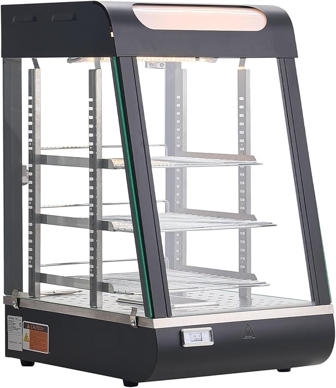 VEVOR 3-Tier Commercial Food Warmer Display, 800W Food Display Warmer with LED Light, Top Storage and Adjustable Shelves, 86℉~185℉ Steam Heating, 60 Qt /57L for Hamburger, Pizza, Bread, Fried Chicken