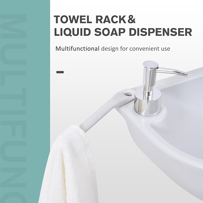 kleankin Portable Camping Sink, Portable Sink Hand Wash Station with 4.5 Gallon (17L) Tank, Rolling Wheels, Soap Dispenser, Towel Holder for RV, Outdoor Events, Gatherings, HDPE, White