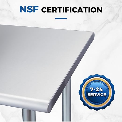 Profeeshaw Stainless Steel Prep Table 48x24 Inch NSF Commercial Work Table with Undershelf Heavy Duty Table for Kitchen Restaurant Home Hotel