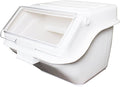 TrueCraftware- 10 Gallon (150 Cups) Shelf Ingredient Bin White with Clear Flip Top Lid & Measuring Scoop- Stackable Plastic Kitchen Pantry Storage Bin for Dry Food Flour Sugar Kitchen Restaurant
