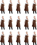 Plain Brown Bib Aprons Bulk for Women Men with 2 Front Pockets-Painting Baking Aprons in Size 24"x28"(Coffee-15 pcs)