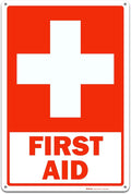 Brimar - 12 x 18" - First Aid Sign - .055″ Polyethylene Plastic - Clear Message - Standard Size