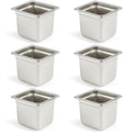 CURTA 6 Pack Anti-Jam Hotel Pans, 1/6 Size 6 Inch Deep, NSF Commercial 18/8 Stainless Steel Chafing Steam Table Pan, Catering Storage Metal Food Pan