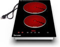 Electric Cooktop, TOPWISH 2 Burner Electric Cooktop Built-in, 110V Plug in Cook Top Stove Burners for Cooking, 12 Inch Stove Top with Touch Control, Timer, Child Lock, Over Heat Protection