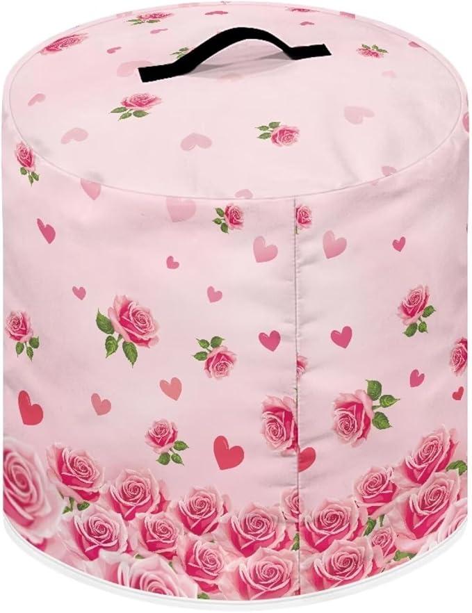 Pressure Cooker Cover for Women,Pink Rose Print Dust-proof Cover for Rice Cooker Air Fryer Kitchen Appliance Covers with Top Handle and Pocket Home Kitchen Decor Gifts for Friends