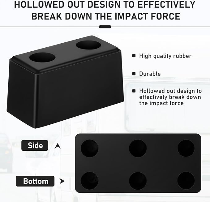 Flutesan 2 Pcs Rubber Bumper Pads 6 x 3 x 3.15 Inch Dock Bumpers Automotive Blocks Rubber Bump Stop Black Guards Dock Buffer for Truck and Trailer Protection, Equipment and Delivery Bays