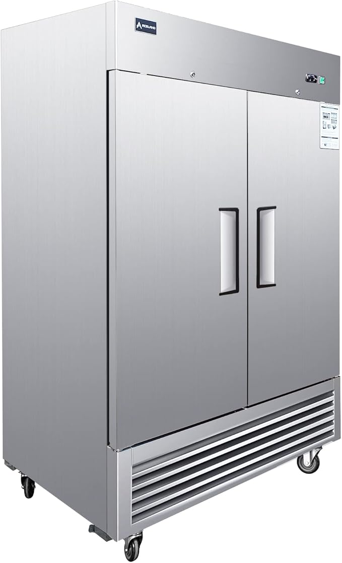 Aceland Commercial Refrigerator Stainless Steel Reach-in Solid Door Upright Fan Cooling Refrigerator for Restaurant, Bar, Shop, Residential 49 Cu.ft (Commercial Kitchen Equipment), Silver (AKR49)