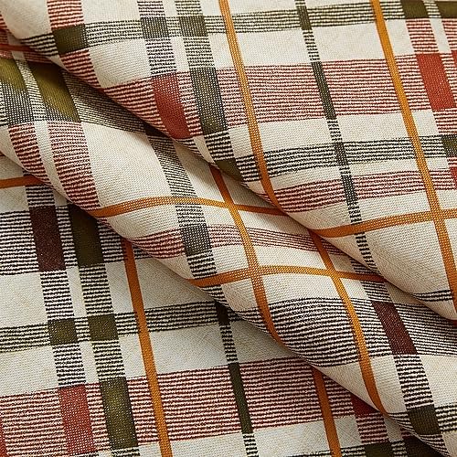 Newbridge Thanksgiving Diagonal Plaid 52 x 52 Inch Square Vinyl Tablecloth
