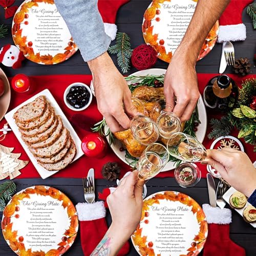 Sliner 4 Pcs Melamine Thanksgiving Maple Plates Fall Dinnerware 10 Inch