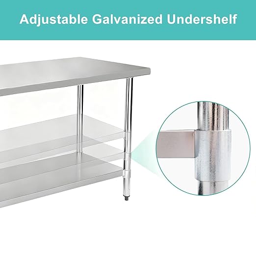 COOLCHEF Stainless Steel Work Table 18 x 36 Inch, NSF Commercial Prep Table with Undershelf, Heavy Duty Food Prep Workstation