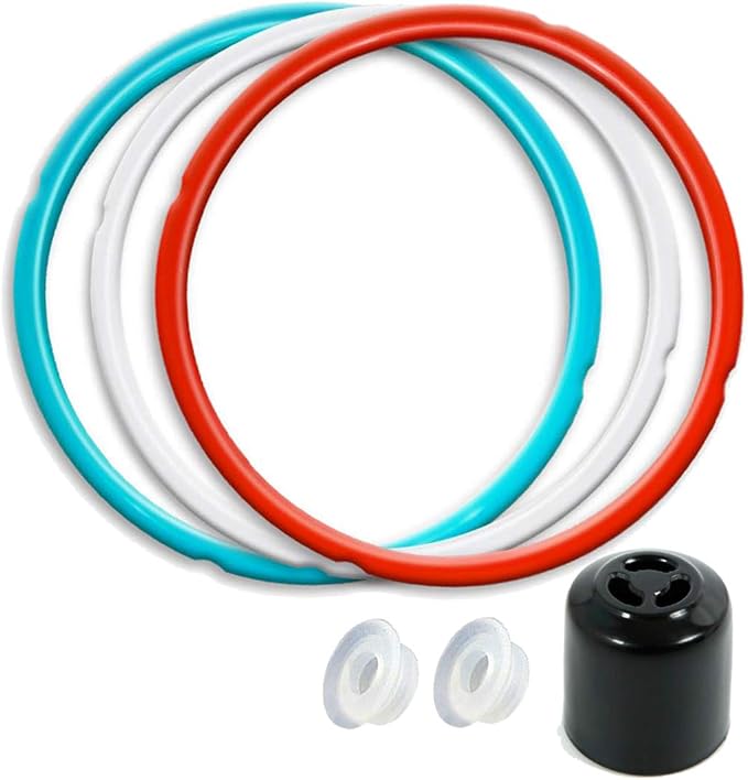 3-Pack 6QT Silicone Sealing Rings with Steam Release Valve - Compatible with Instanpot Ultra & 6 Quart Models (Duo, Lux, Duo Plus, Ultra, Viva) - Dishwasher Safe.