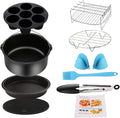 Air Fryer Accessories 9PCS for Gowise Gourmia Cozyna Ninja Air Fryer, Fit all 3.7QT - 5.8QT Power Deep Hot Air Fryer with 7 Inch Cake Barrel, Pizza Pan, Cupcake Pan, Oven Mitts, Skewer Rack,