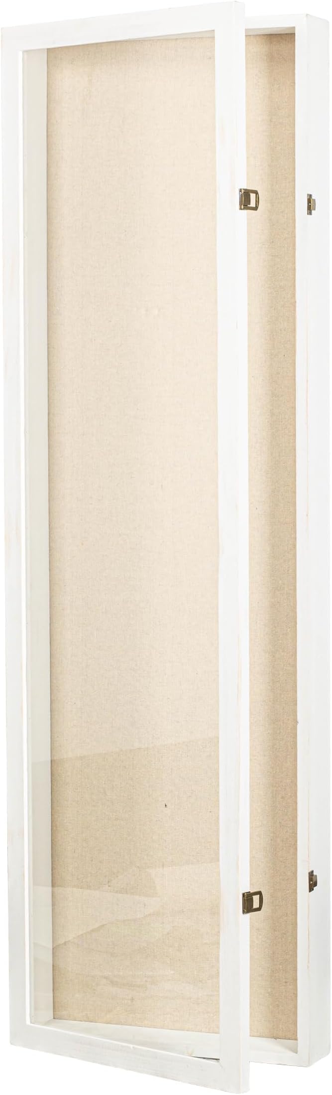 Freezing point Shadow Box Frame 14x47 Flower Shadow Box Pin Display Case Cabinet Picture Frame with Linen Back Memorabilia Awards Medals Badge Bouquet Wedding Memory Box for Keepsakes Long White