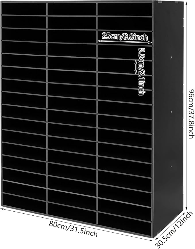 Literature Organizer,Desktop File Sorter Mail Center,Paper Storage Cabinet with 48 Slots Compartments,Suitable for Home School Office (48 Slots Black)