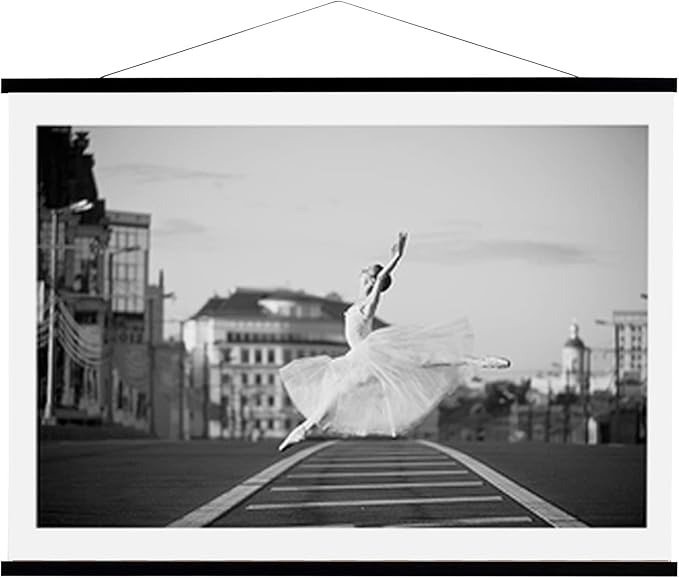 WITCOLOR 32" Wide Magnetic Poster Hanger Frame - 32x24 32x45 32x40 Wooden Poster Frame, Solid Black Wood, Strong Magnets for Easy Hanging Posters Maps Pictures Canvas Scrolls Print Wall Art