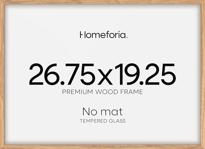 Homeforia 19.25x26.75 Puzzle Frame Wooden, High End Natural Oak 19.25 x 26.75 Picture Frames Light Wood without Mat, 26.75x19.25 Frame for Wall, 19.25by26.75 Frames, Tempered Glass, Wall Kit, Set of 1