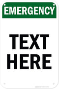 Custom Emergency Sign, OSHA Sign, 12x18 Inches, 55 mil thick HDPE (high density polyethylene), Made in USA by My Sign Center