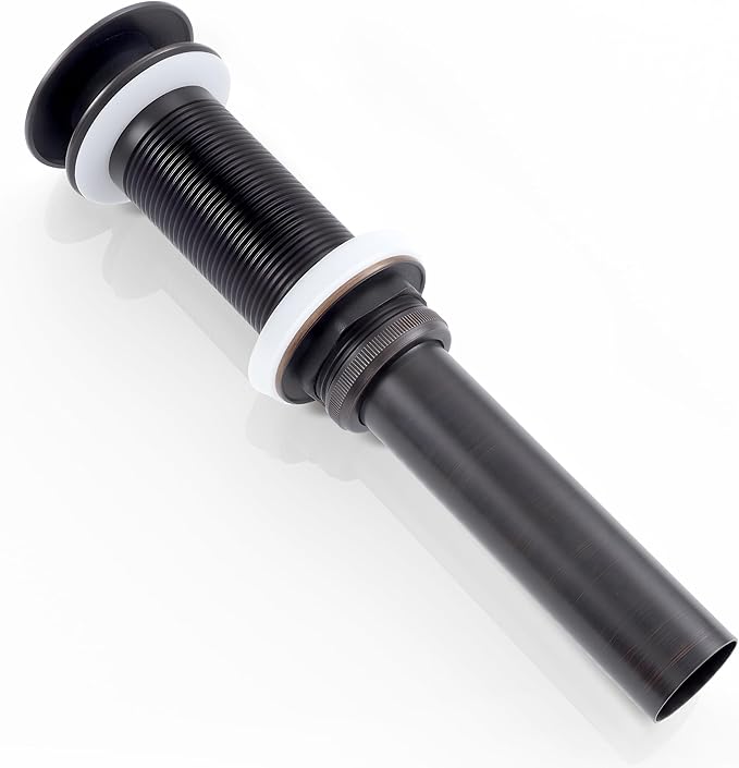KES Oil Rubbed Bronze Bathroom Sink Drain with Extended Thread, All Metal Pop Up Drain Stopper without Overflow for Thicker Vessel Sinks and Countertops, Brass and Stainless Steel, S2022D-ORB