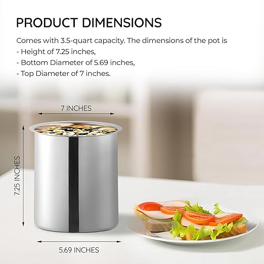 OCS Parts 6-Pack 3.5 Quart Bain Marie Pot | 7-3/4" x 5-11/16" Stainless Steel Pot for Warm or Cold Food, Sauces, Soups, or Organizing Cooking Utensils