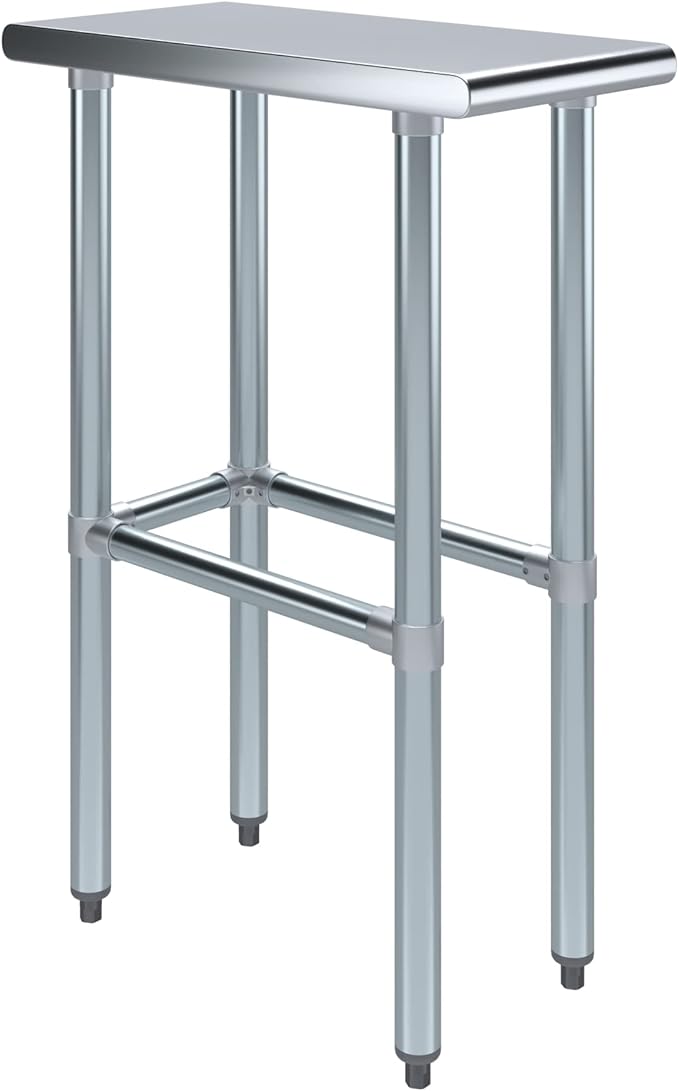 AmGood Stainless Steel Work Table Open Base | NSF Kitchen Island Food Prep | Laundry Garage Utility Bench (12" Long X 24" Deep)