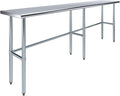 AmGood Stainless Steel Work Table Open Base | NSF Kitchen Island Food Prep | Laundry Garage Utility Bench (96" Long X 18" Deep)