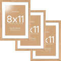 Homeforia 8x11 Picture Frame Wood, High End Natural Oak 8 x 11 Light Wooden Frames with Mat 6 by 9 inch Photo, 8by11 Frame Matted to 6x9 Art, Wall or Tabletop Frame, Tempered Glass, Wall Kit, Set of 3
