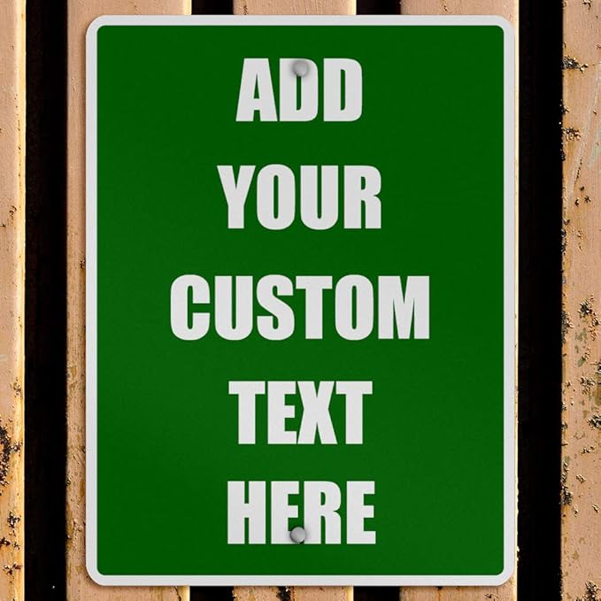 Aluminum Weatherproof Metal Sign Multiple Sizes Custom Personalized Text Here Green White Directions Vertical Street 18x24Inches