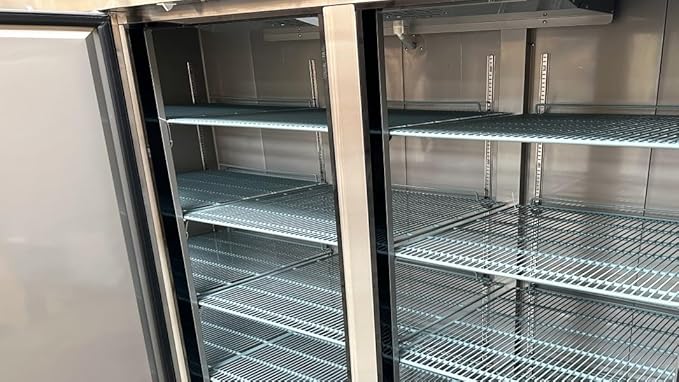 Commercial Freezer 3-doors Solid Reach in Upright Bottom NSF Mounted Stainless Steel 82" Width, Capacity 65 Cuft, Restaurant Quality Kitchen Cold -8°F