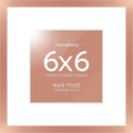 Homeforia Rose Gold Frame 6x6, High End Metal 6 x 6 Square Picture Frames with Mat 4 by 4 Art, 6x6 Photo Frame Matted to 4x4 inch Print, 6by6 Wall or Tabletop Frames, Tempered Glass, Wall Kit, Set of 1