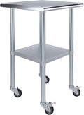 AmGood 24" Long x 24" Deep Stainless Steel Table with Casters