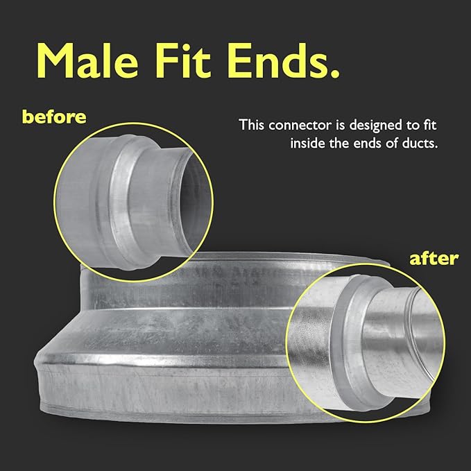 12" to 10" Inch Duct Pipe Adapter - Galvanized Steel HVAC Ducting Reducer for Ventilation - PVC Pipe, Hose Coupler - Heavy Duty Exhaust, Air Conditioner Fittings - Vent Flange Connector
