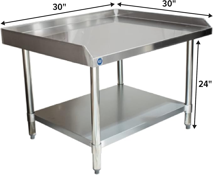 NSF Certified 18 Gauge Heavy Duty Stainless Steel Equipment Grill Stand with Undershelf for Kitchens, Utility Rooms, Caterers & Auto