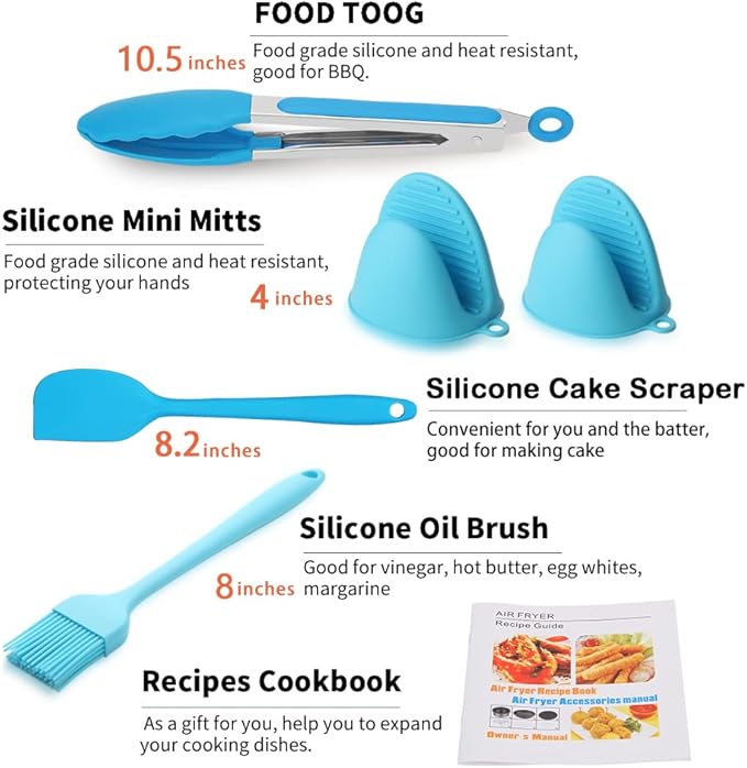 SIK Air Fryer Accessories, 13PCS for Ninja COSORI Power XL 5.3QT - 8QT Air Fryer with 9 Inch Cake Barrel