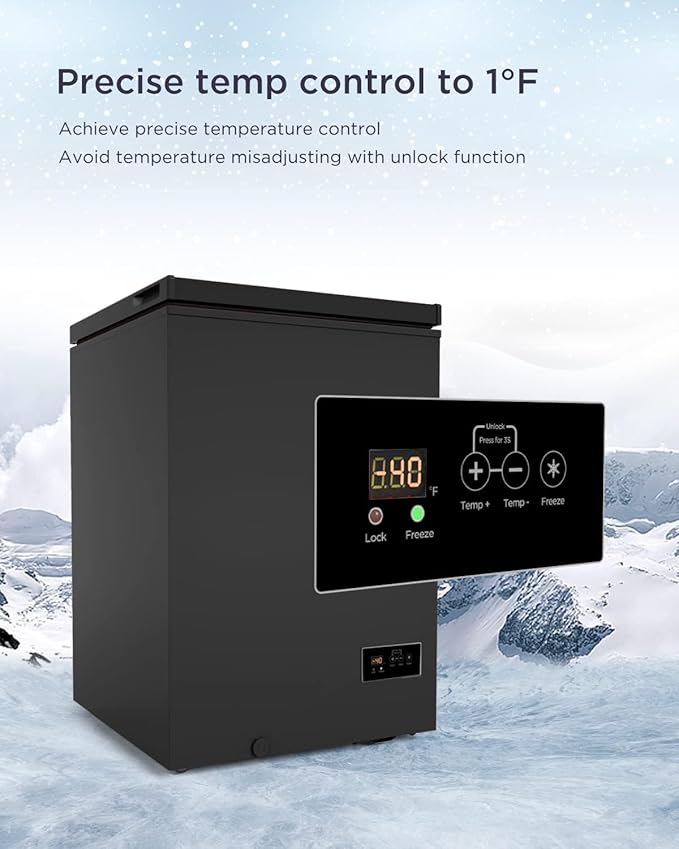 Northair black Low temperature Chest Freezer - 3.5 Cu Ft with 2 Removable Baskets - Reach In Freezer Chest - 14℉ to -40℉ (ProBlack)