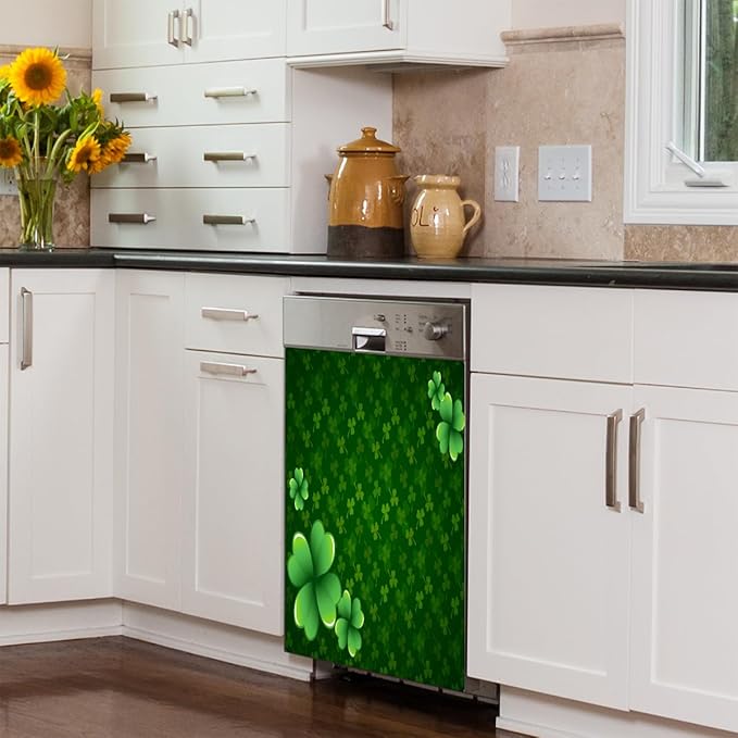 St. Patrick's Day Green Holiday Dishwasher Magnet Cover Magnetic Dishwasher Decorative Cover Front Dishwasher Door Covers Reuseable Dishwasher Covers Decal for Kitchen Home Decorative