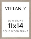 Vittanly 11x14 Picture Frame, Solid Wood Frame with Plexiglass, Includes 8x10 Mat, Wall Hanging for Photos, Home Decor, Light Brown, 1 Pack
