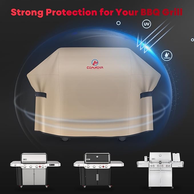 Comnova Grill Cover 82 Inch - 600D BBQ Cover for Outdoor Grill Heavy Duty & Waterproof, Large Barbecue Gas Grill Covers for Weber, Char-Broil, Nexgrill, Monument, Dyna-glo, Brinkmann and More