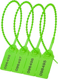 100 Plastic Tamper Seals Fire Extinguisher Tags Numbered Zip Ties Pull Tite Security Tags Disposable Self-Locking Safety Ties (Green)