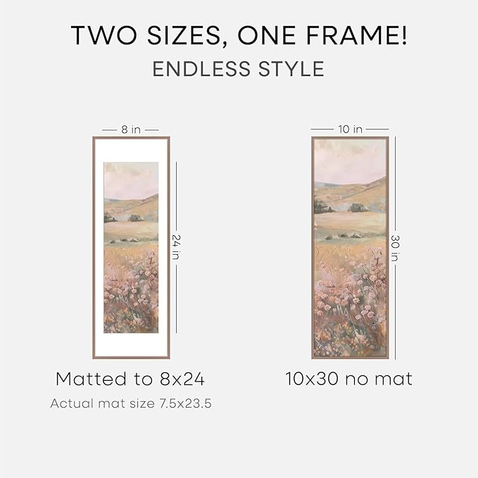 Homeforia 10x30 Picture Frame Mocha, High End Metal 10x30 Poster Frames with Mat 8x24 inch Photo, 10 x 30 Mocha Frames Matted to 8 by 24 Print, 30x10 Panoramic Frames, Tempered Glass, Wall Kit, Set of 1