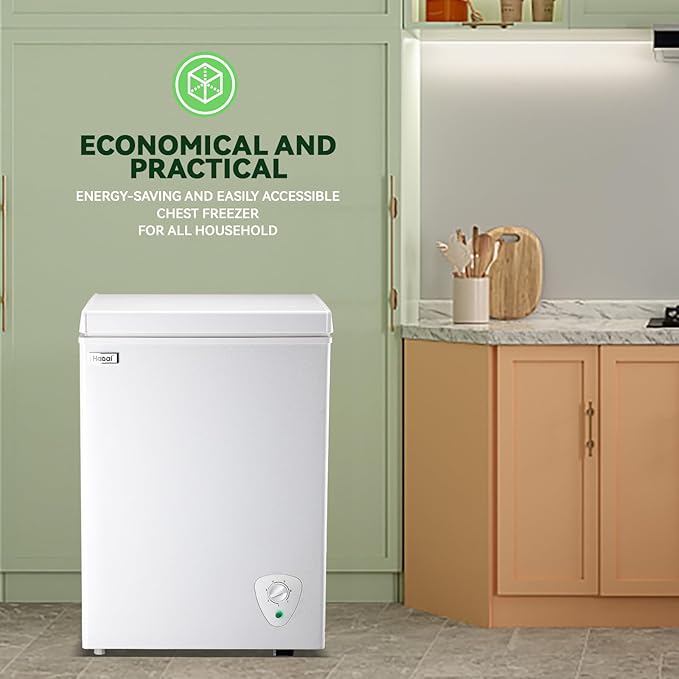 Chest Freezer Small Deep Freezers WANAI 3.5 Cubic Feet Mini Freezer White Free-Standing Top Door Freezer Removable Storage Basket Compact 7 Temperature Control for Office Dorm or Apartment