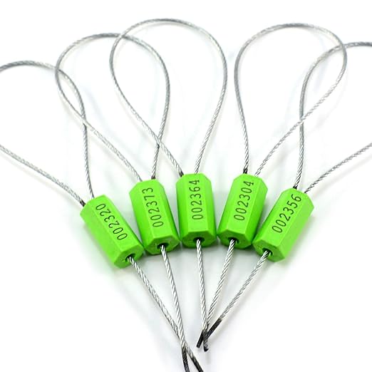 Tamper Proof Security Cable Tags for Truck Trailer Pull-Tite Metal Shipping Seals Numbered Padlock Seals for Container(Pack of 1000 pcs, Green)