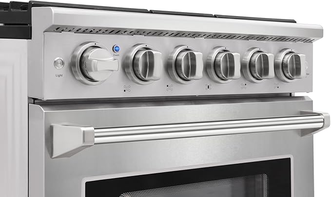 KOSTCH 30 inch Professional Freestanding Pro-Style Natural Gas Range or Liquid Propane Gas Range with 5 Burners, 4.55 cu.ft. Oven Capacity, in Stainless Steel - KOS-30RG03M (Stainless Steel)