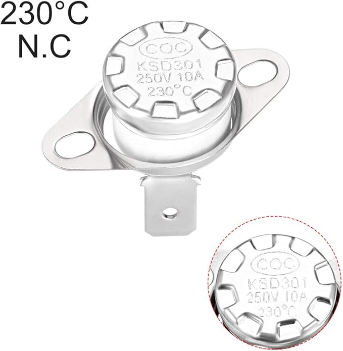 uxcell KSD301 Thermostat 230°C/446°F 10A Normally Closed N.C Adjust Snap Disc Temperature Switch for Microwaves,Oven,Coffee Maker 2pcs,Ceramic Material