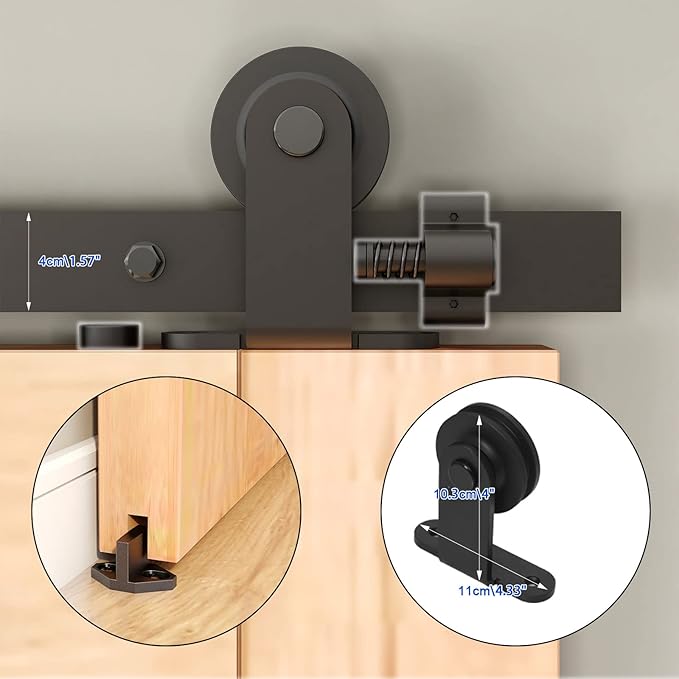 CCJH 8.2FT Sliding Barn Door Hardware Kit, Heavy Duty, Smoothly and Silently, Easy to Install, Fit 49.2" Width Single Door Panel, T-Shaped Style Black