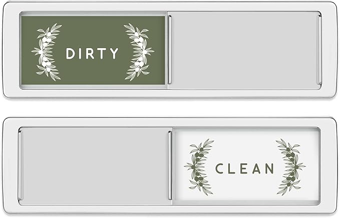 Dishwasher Magnet Clean Dirty Sign Non-Scratching Premium Magnet or 3M Adhesive Option, Non-Scratching, Elegant Greenery Design, USA Female Owned Business
