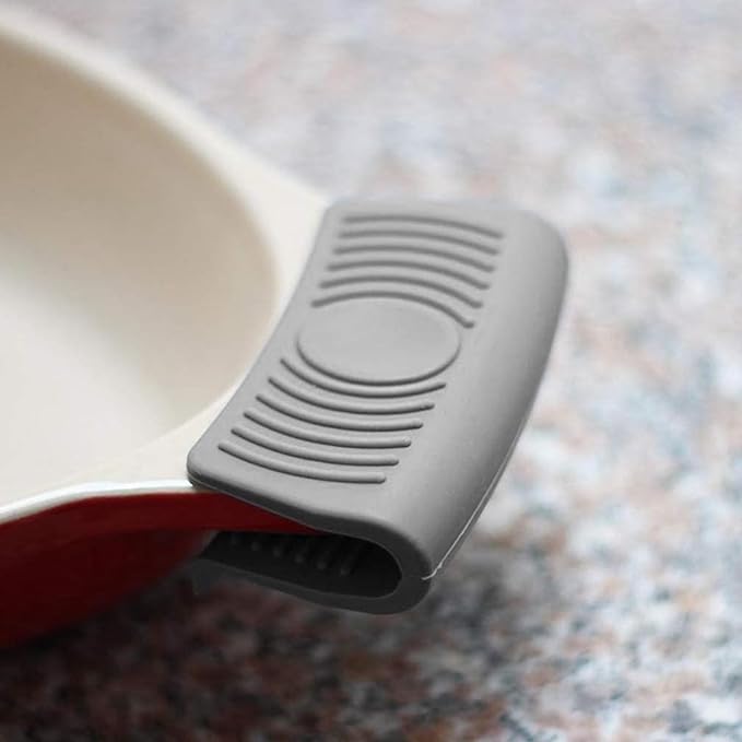 3 Pair Silicone Assist Handle Holder,Pot Grip Handle Sleeve,Cast Iron Skillets Non-Slip Heat Resistant Pan Grip Cover for Cast Iron Woks, Pans, Griddles, Skillets, Plates (Red,Black,Gray)