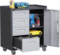 Metal Storage Cabinet with Drawers Heavy Duty Steel Rolling Tool Cabinets on Wheels Garage Storage Cabinet Mobile Locking Tool Carts for Kitchen Basement Garage Warehouse, Assembly Required