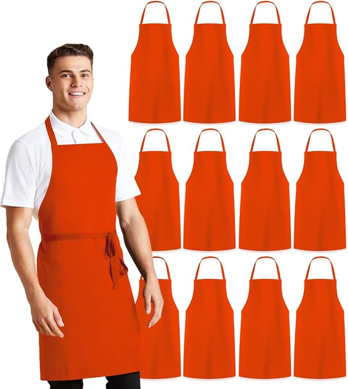 Aprons for Men - 100% Polyester Chef Apron Women with Extra Long Ties - Cooking Aprons for Women & Mens Apron
